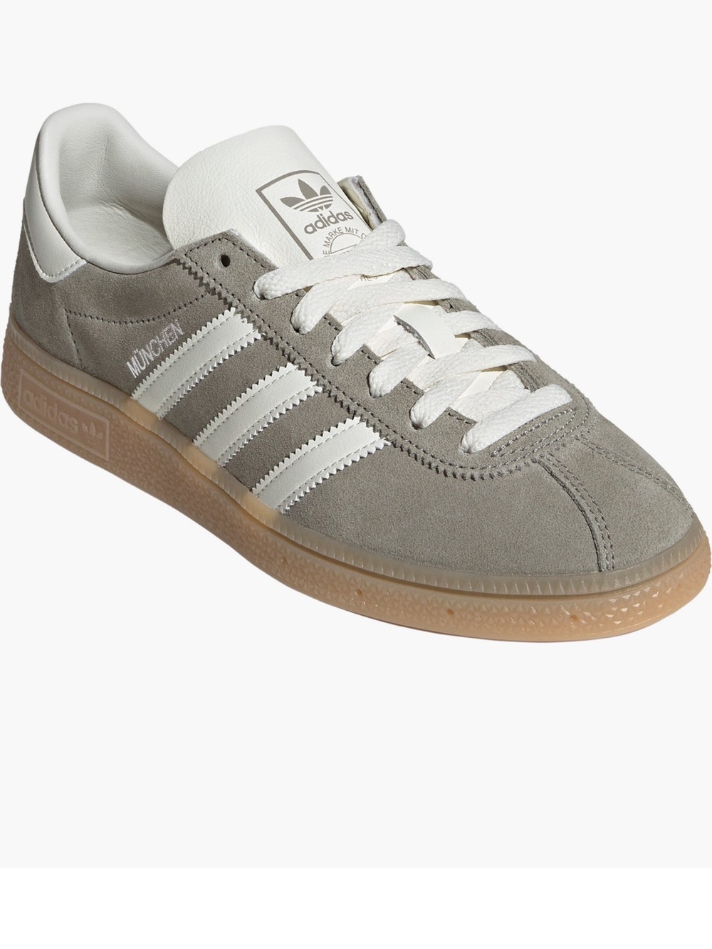 adidas München Suede Sneaker in Grey, White & Gum